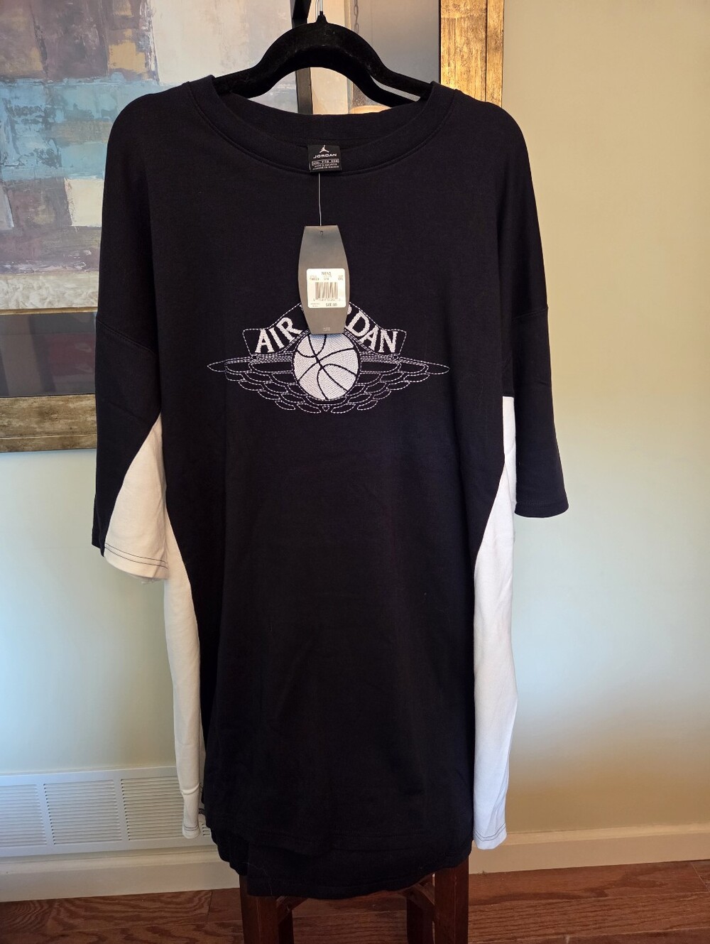 🔥Vintage 2004 Air Jordan Wings Logo Embroidered T-Shirt Men’s XXL Black NWT
